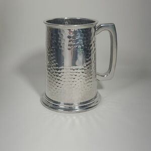 Hammered Silver Beer Mug with Handle